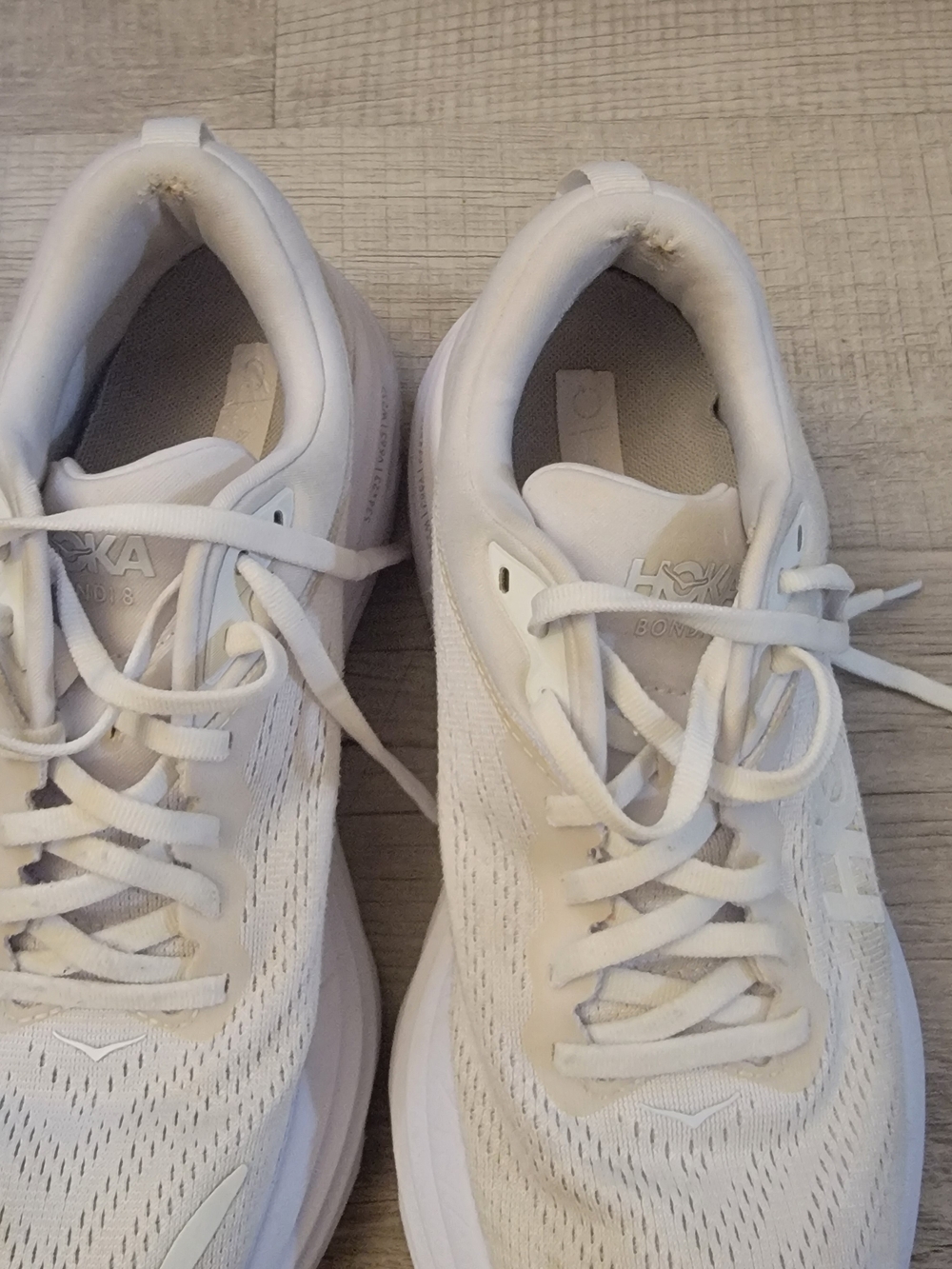 Hoka Women's White/Light Cream Running Shoes - Picture 2 of 8
